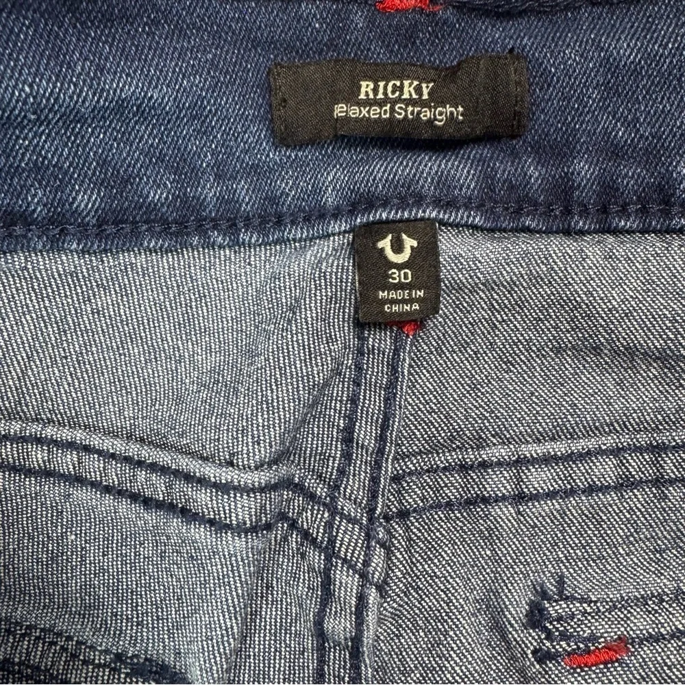 NWT New $159 True Religion Ricky Straight Leg Flap Pockets Jeans Size 30 x 33
